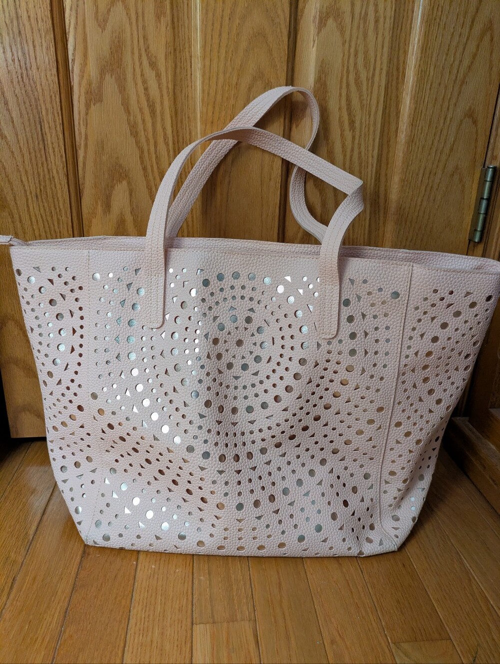 Women's Perforated Tote Bag in Light Pink
